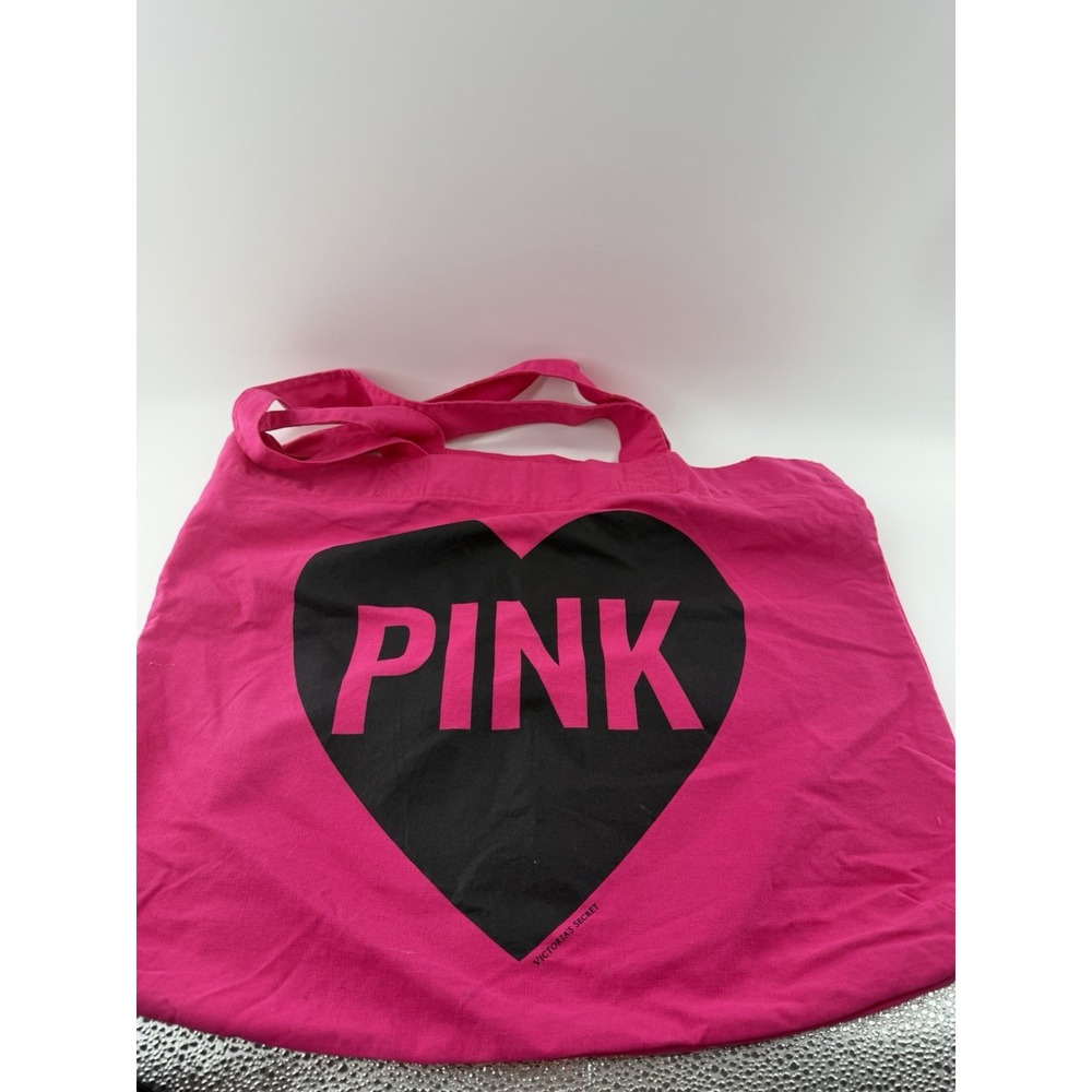 Y2K Victoria's Secret PINK Tote Bag Pink Black Heart Logo Rare